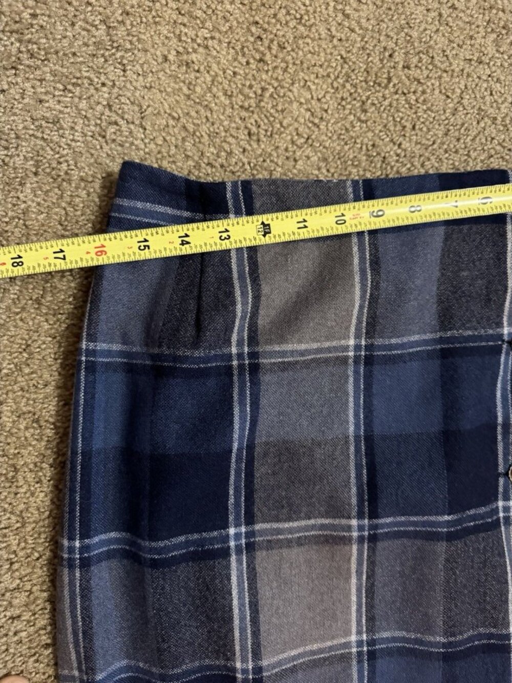 VTG Womens Wool Blend Blue Plaid Wrap Maxi Skirt Sz 12 Boho Chic Hippie Country - Picture 10 of 11